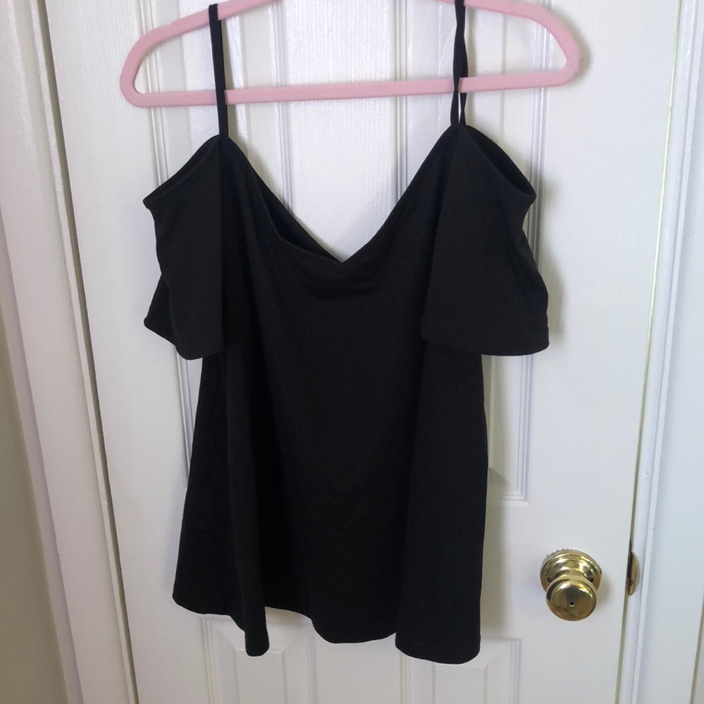 Strap off the shoulder black shirt